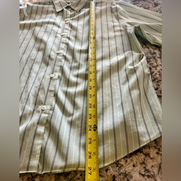 Casual Corner Non Iron Womens Long Sleeve Button Front Blouse Size XL Mint Green - Picture 6 of 12